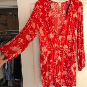 H&M Red floral romper